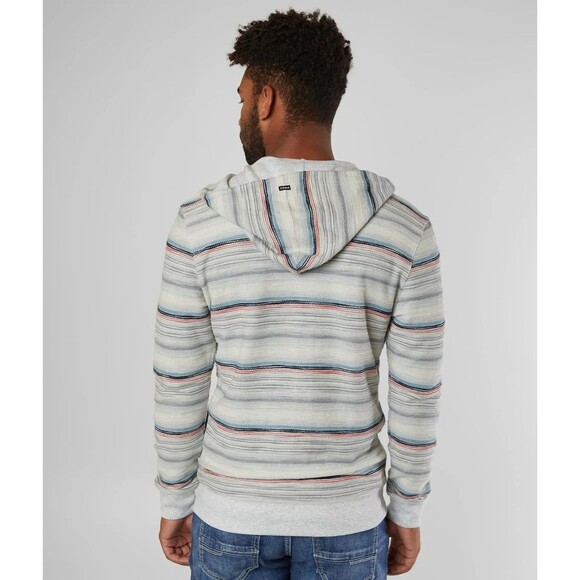 Vissla Hoodie Mens L Storm Gray Striped Foghorn Zip French Terry Surf Beach FLAW - Picture 5 of 16